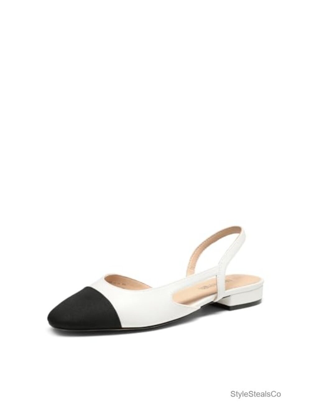 Women's Slingback Ballet Flats Low Block Heel Faux Leather